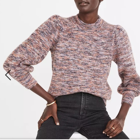 MADEWELL Space-Dyed Eaton Puff-Sleeve Pullover Sweater XXL - Picture 2 of 5